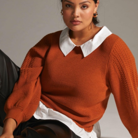 Anthropologie Maeve Textured Twofer Pullover Sweater - Picture 5 of 9